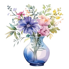 Charming Small Vase Watercolor Clipart  isolated on