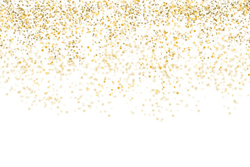 Golden confetti png isolated on transparent background with bright festive tinsel of gold foil...