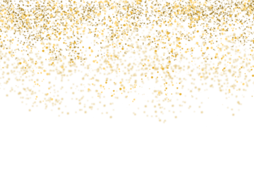 Golden confetti png isolated on transparent background with bright festive tinsel of gold foil leaves for Christmas, new year celebration, birthday party and greeting card decoration