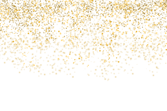 Golden confetti png isolated on transparent background with bright festive tinsel of gold foil leaves for Christmas, new year celebration, birthday party and greeting card decoration