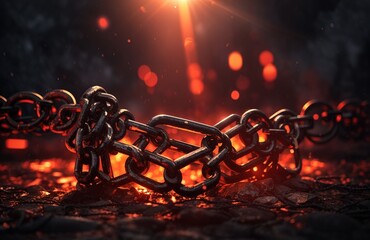 Heavy chains against a lava grunge backdrop