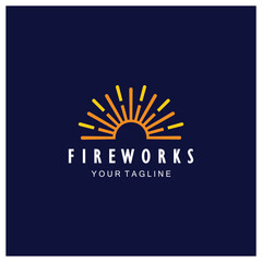 Fireworks logo design with creative colorful sparks in modern style.logo for business,brand,celebration,fireworks,firecrackers
