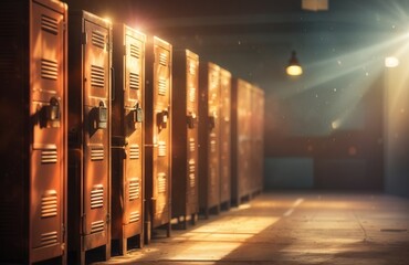 Old rusty school lockers background