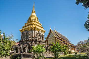 View at the Stupa bear Wat of Chiang Man in the streets of Chiang Mai town - Thailand - 746440315