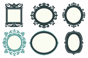 Set of Decorative vintage frames and borders. Vector design.