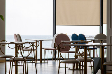 The interior of the cafe at the seaside