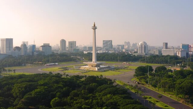 Aerial view of National Monument in Central Jakarta