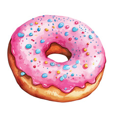 Delicious Watercolor Donut Clipart  isolated on whit