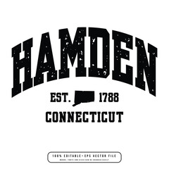 Hamden text effect vector. Editable college t-shirt design printable text effect vector