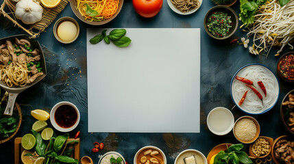 Pho background with white board in the middle - obrazy, fototapety, plakaty