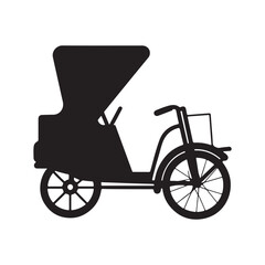 Black silhouette of a Rickshaw in a white background(3)