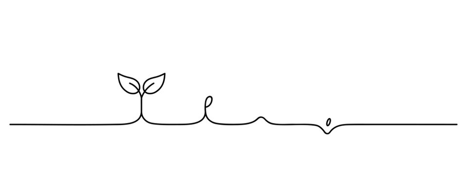 planting steps lineart bottom line, black linear vector illustration, editable stroke, horizontal design element