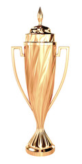 Golden Trophy Cup. Winner's trophy 3d render