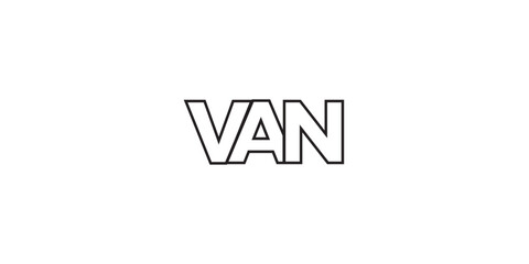 Van in the Turkey emblem. The design features a geometric style, vector illustration with bold typography in a modern font. The graphic slogan lettering.
