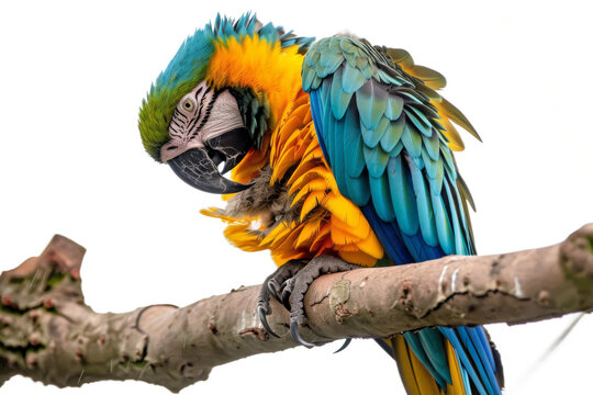 A Vivid Parrot Amongst the Greens Isolated On Transparent Background