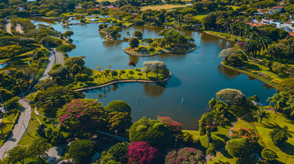 Botanical Garden at Curitiba, Brazil. Aerial landscape