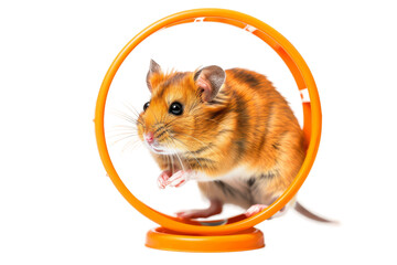 A Hamster Love for Its Wheel Isolated On Transparent Background