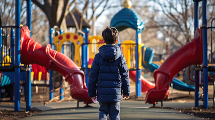 Boy walking on the playground.