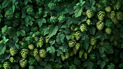 "Hops pattern overcrowded; hyperreal with limited space for text."