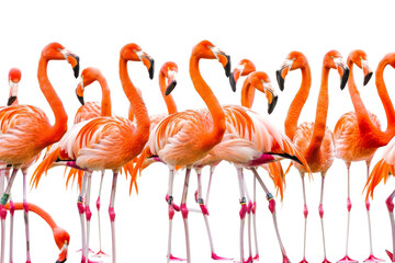 Flamingos Stand on One Leg Isolated On Transparent Background
