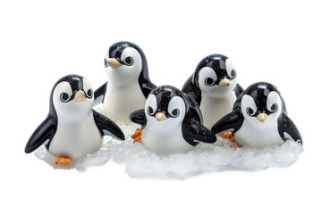 The Joyful Antics of Penguins on Ice Isolated On Transparent Background