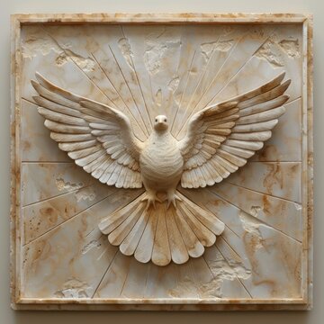 Square frame capturing the essence of the Holy Spirit in the form of a serene dove