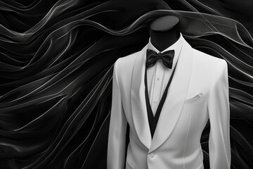 Special Occasions White Tuxedo Suit for Men on Abstract Black Background