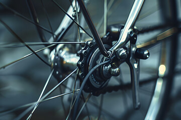 Obraz premium Gear Symphony: Close-Up of Bicycle Rear Wheel Cassette in Exquisite Detail