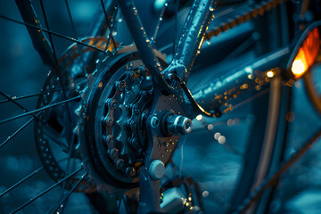 Gear Symphony: Close-Up of Bicycle Rear Wheel Cassette in Exquisite Detail - obrazy, fototapety, plakaty