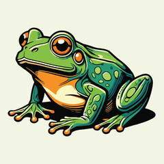 Obraz premium vector of frog with vintage style
