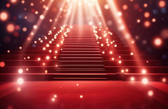 Red carpet and stairs up, illustration