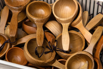 wooden buckets in the basket