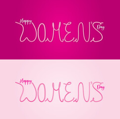 International women's day elegant lettering on pink background. Greeting card for Happy Womens Day with elegant hand drawn calligraphy. Vector illustration
