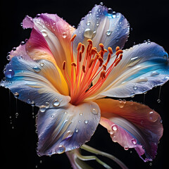 Close-up High Definition Image of Vibrant Blooming Flower with Dew Drops