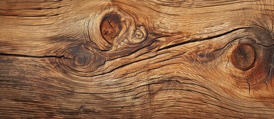 An eye-catching close up of a piece of hardwood with a knot, creating a unique formation resembling a wrinkle in the wood's landscape, showcasing nature's artistry.