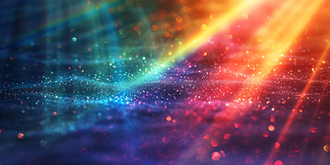 Light Multicolor Rainbow layout with flat lines. Glitter abstract illustration with colored sticks galaxy in space light particle. 3d illustration mesmerizing display of rainbow-colored sparks.
