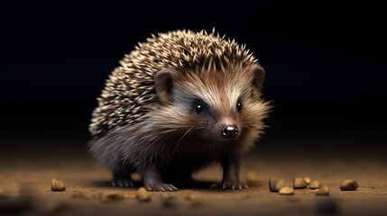 Fototapeta premium Small Hedgehog Sitting on Table. Generative AI.