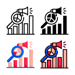 Fototapeta premium research icon set style collection in line, solid, flat, flat line style on white background