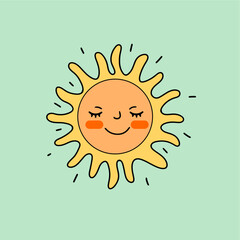 vector flat yellow doodle sun