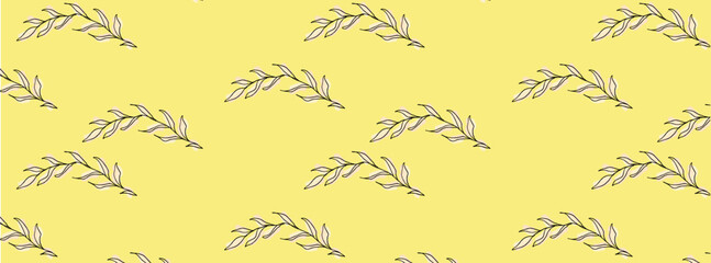 twig print on a yellow background