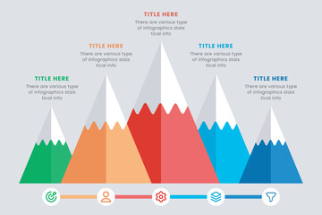 Route to Success Mountain Infographic Design is a successful startup business. Presentation slide template, Vector illustration