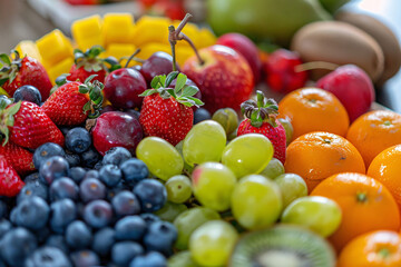 Naklejka na ściany i meble Vibrant Assortment of Fresh Fruits Displaying Nutrition and Variety