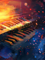 Klaviermelodien: Illustration mit Piano für Flyer- und Plakatdesigns