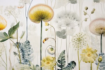 Dandelion Motif Botanical Inspiration for Airy Kitchen Wallpaper Designs