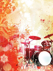 Obraz premium Rhythmisches Feuerwerk: Illustration mit Schlagzeug für Flyer- und Plakatdesigns