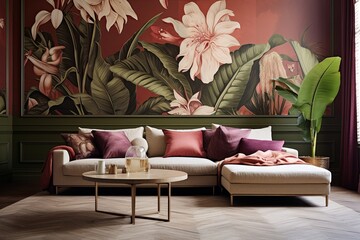 Botanical Leaf Print Wallpaper: Oversized Inspiration for Statement Living Room Wall Art