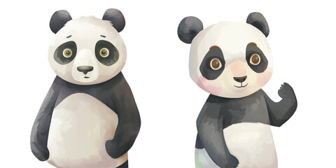cute panda watercolour vector illustration