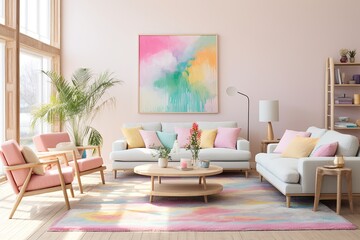 Bohemian Wonderland: Bright Pastel Living Room Inspirations and Dreamy Pastel Rugs