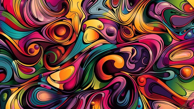 colorful psychedelic abstract shapes and lines background