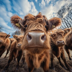 A close-up photo of Highland cows